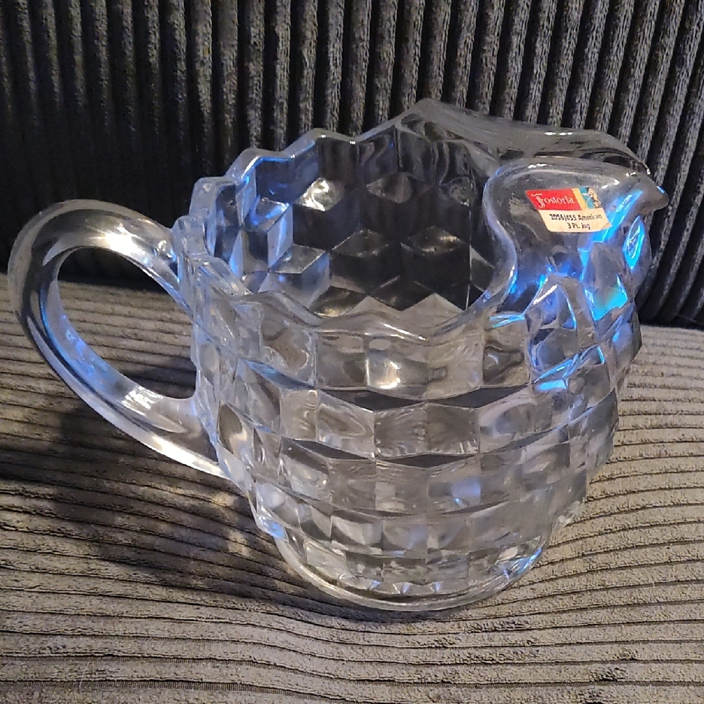 Vintage Fostoria Americana Squat 3 Pint Pitcher With Label